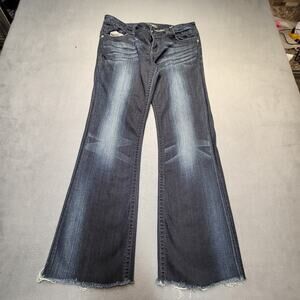 Mek Denim Jeans Mens 33x29 Blue Slim Boot Distressed Marrakeck Raw Hem